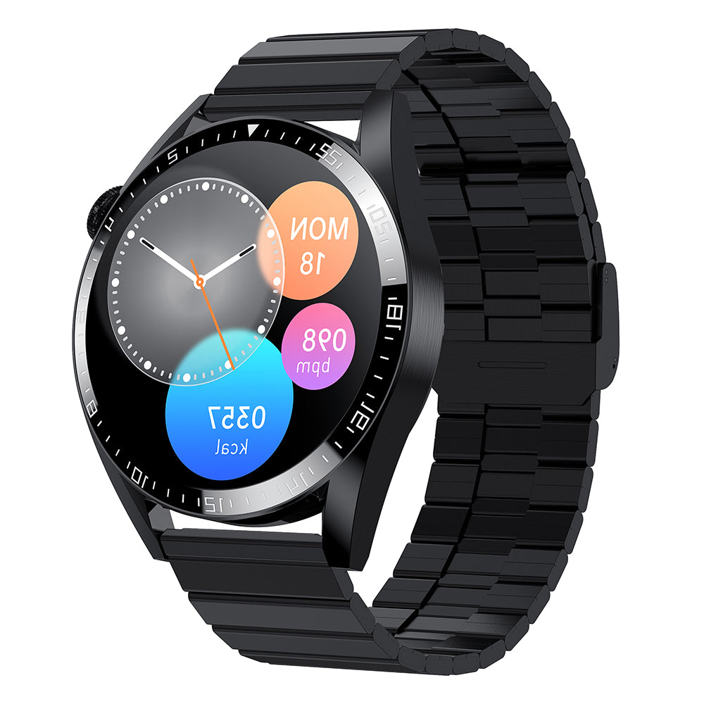 i39 1.28 inch Bluetooth Call Smart Watch Heart Rate Monitor Music Control IP67 Waterproof Fitness Bracelet, Steel Strap