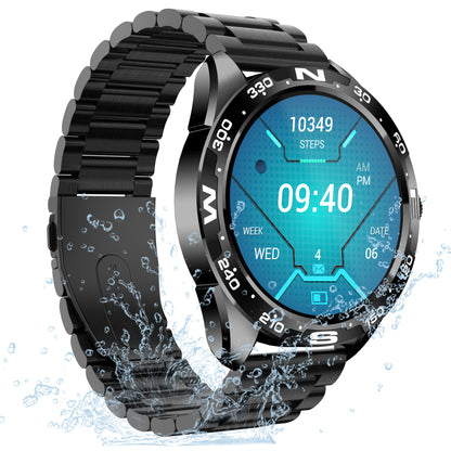 i32 IP67 Waterproof 1.32 inch Fitness Bracelet Heart Rate Blood Pressure Real-time Monitor Message Reminder Smart Watch, Steel Strap