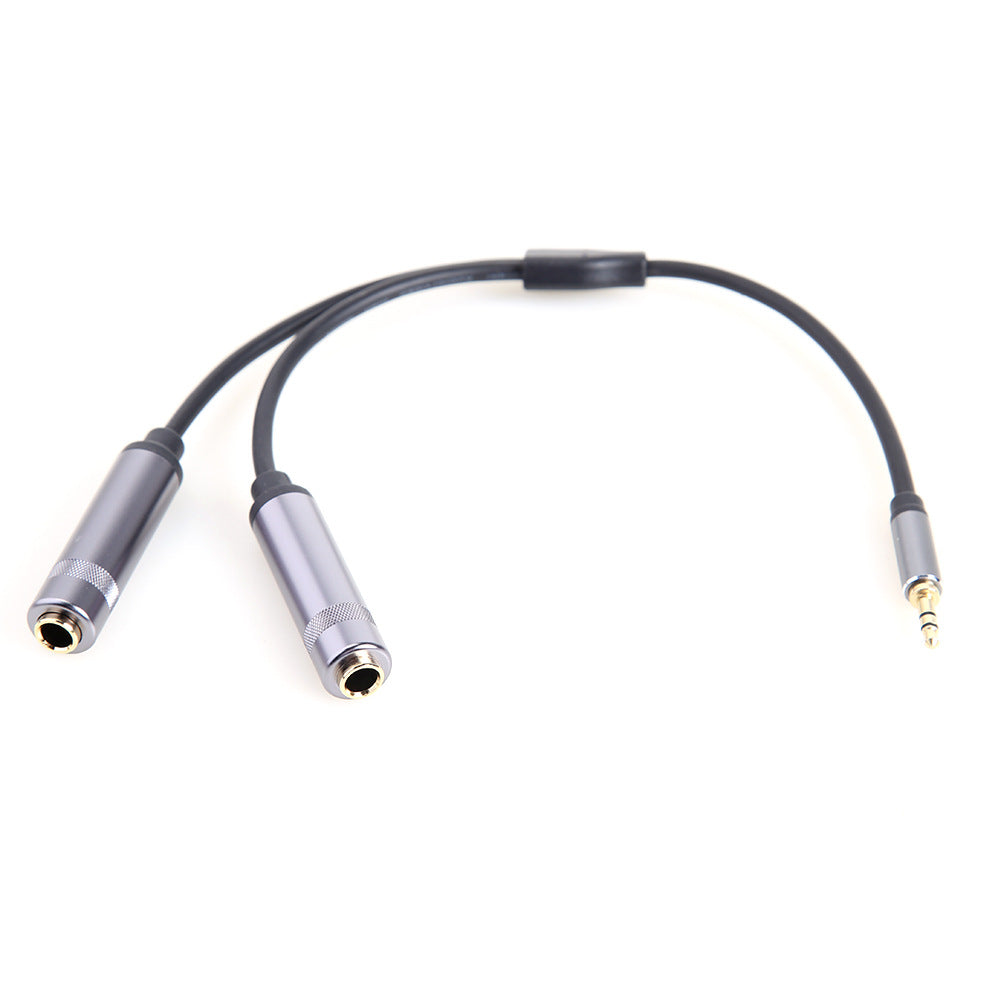 0.25m Audio Cable 3.5mm Male to Dual 6.35mm Female Jack Connection Cord for Mixer Amplifier