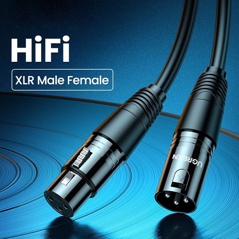 UGREEN 10m HiFi Sound XLR Male to Female Cable for Audio Mixer Amplifiers Cannon Plug Microphone Extension Cable