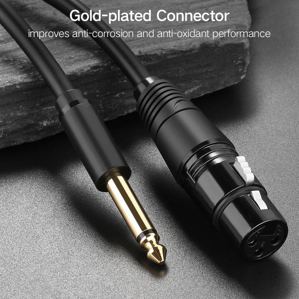 UGREEN 2m 6.35mm TRS to Cannon XLR Gold Plated Male to Female Connector Audio Cable for Microphone Speakers Sound Consoles Amplifier