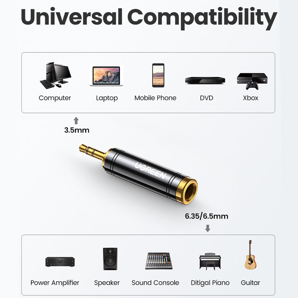 UGREEN 3.5mm Male to 6.5mm 1/4" Female Adapter for Mobile Phone PC Notebook Stereo Speaker Audio Adapter Converter