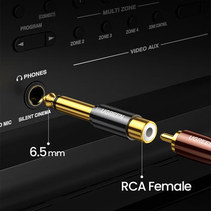 UGREEN 6.35mm 1/4" Male Mono Plug to RCA Female 6.5mm Jack Audio Stereo Adapter Connector Sound Mixer Converter