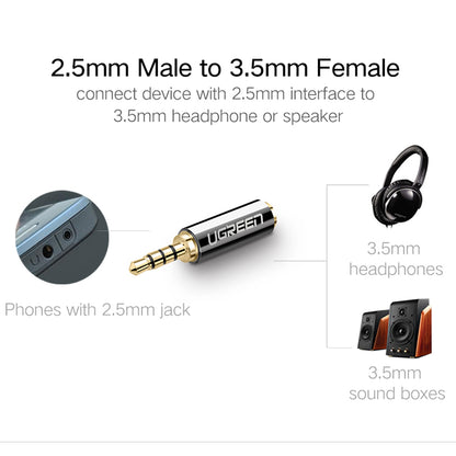 UGREEN 2.5mm Male to 3.5mm Female Stereo Audio Headphone Jack Converter Gold Plated Audio Adapter