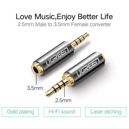 UGREEN 2.5mm Male to 3.5mm Female Stereo Audio Headphone Jack Converter Gold Plated Audio Adapter