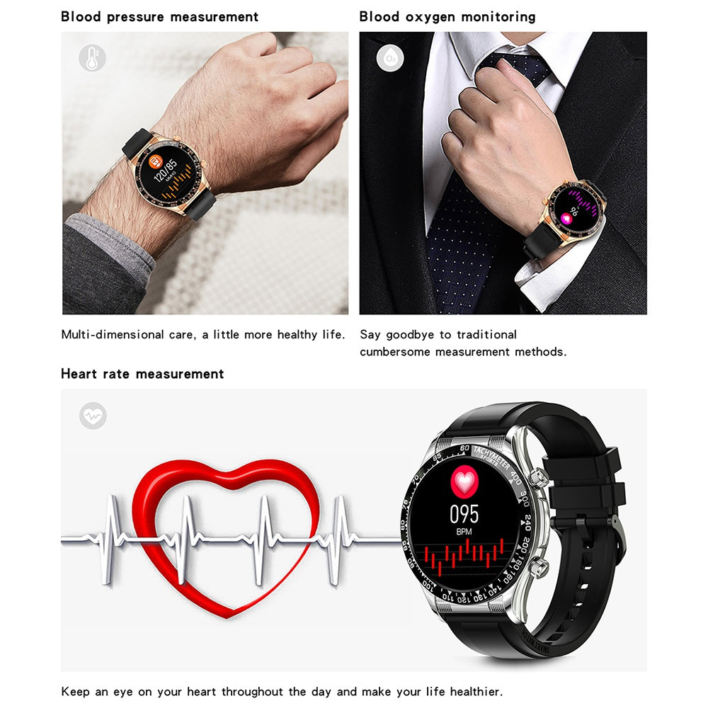 E18PRO 1.32 inch Screen Smart Watch NFC Business Waterproof Bluetooth Calling Heart Rate Smart Bracelet (Silicone Strap)