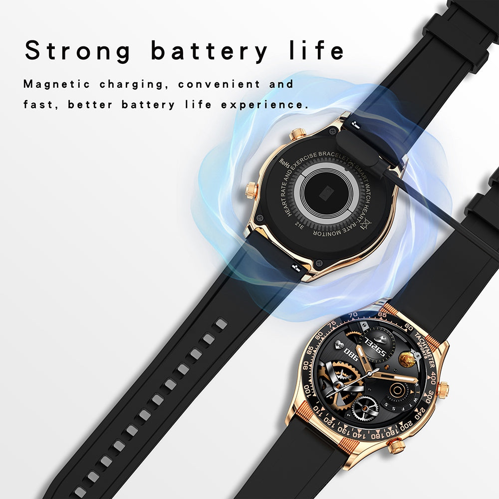 E18PRO 1.32 inch Screen Smart Watch NFC Business Waterproof Bluetooth Calling Heart Rate Smart Bracelet (Silicone Strap)