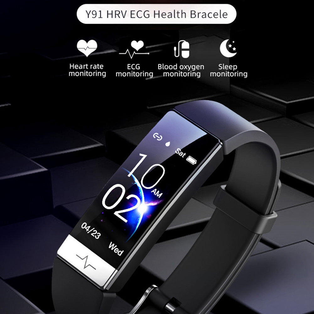 Y91 1.08" IPS Color Screen Smart Bracelet ECG+PPG Monitoring Health Watch IP68 Waterproof Sports Bracelet