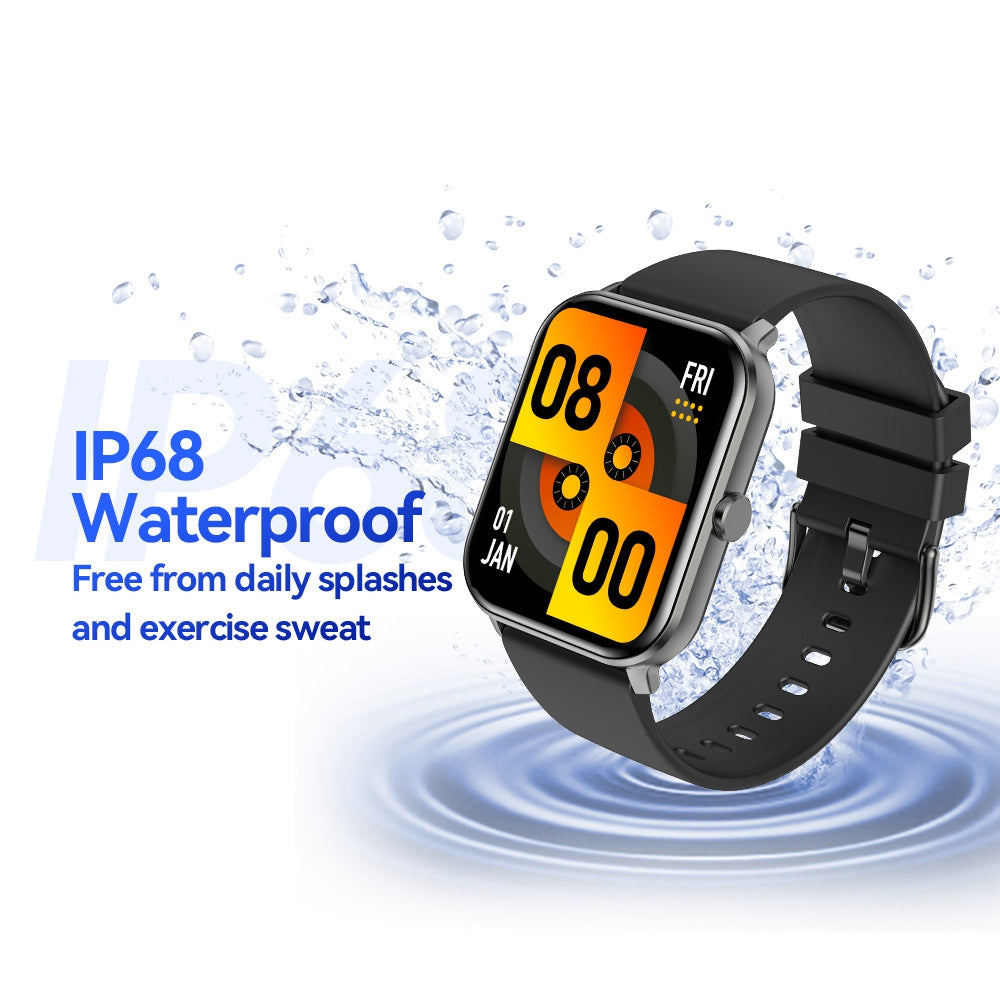 KW105 1.69 inch TFT Smart Watch Bluetooth Call Wrist Watch IP68 Waterproof Sports Bracelet with Heart Rate Monitoring