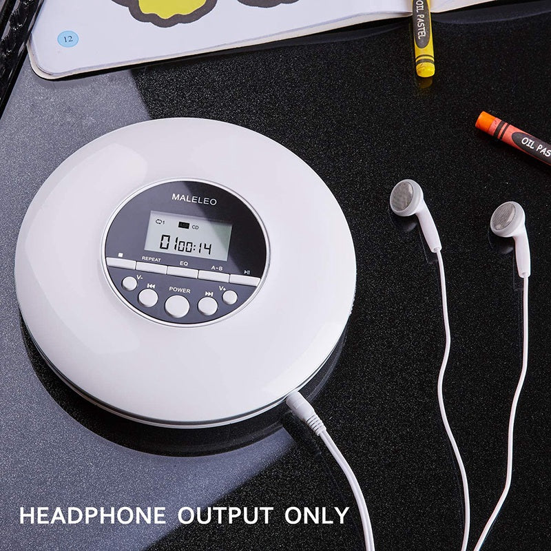 MALELEO KC-706 Round Shape Portable CD Player Battery Powered Music Player Walkman Discman with 3.5mm Jack