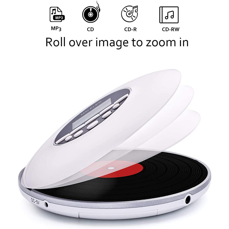 MALELEO KC-706 Round Shape Portable CD Player Battery Powered Music Player Walkman Discman with 3.5mm Jack