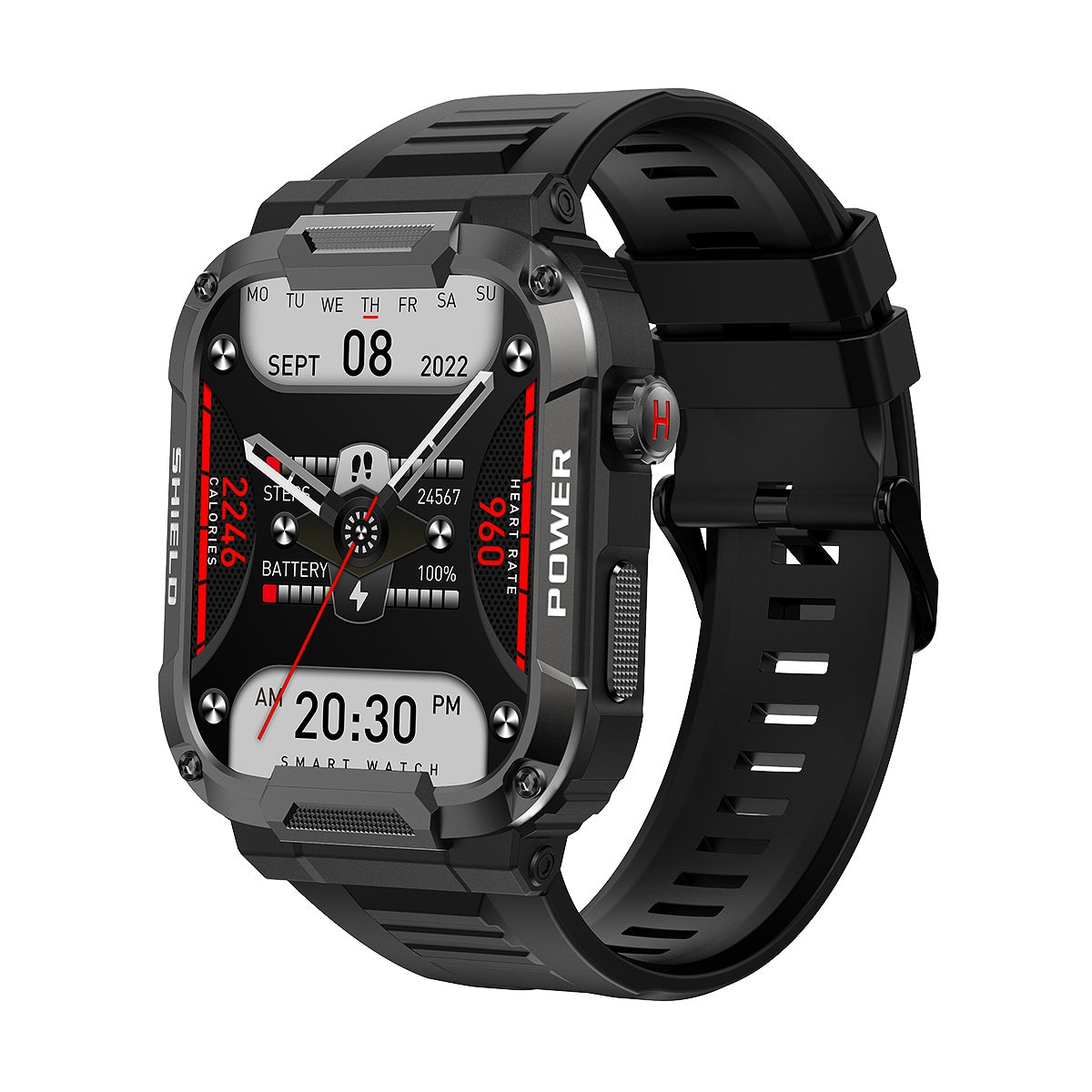 MK66 Smart Sports Bracelet 1.85" IPS Screen Smart Watch IP68 Waterproof Fitness Watch with Heart Rate Monitoring, Weather Forecast