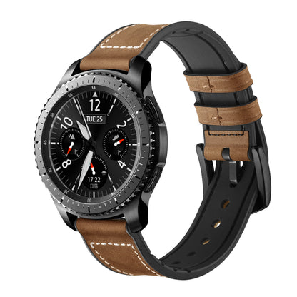 22mm Genuine Leather Coated Silicone Smart Watch Strap for Samsung Gear S3 Classic / Gear S3 Frontier