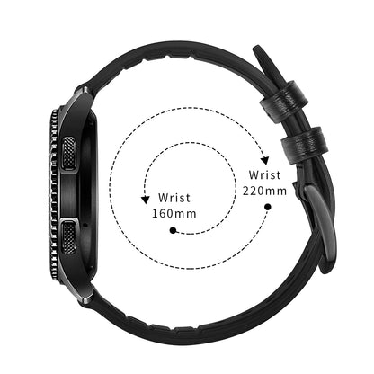 22mm Genuine Leather Coated Silicone Smart Watch Strap for Samsung Gear S3 Classic / Gear S3 Frontier