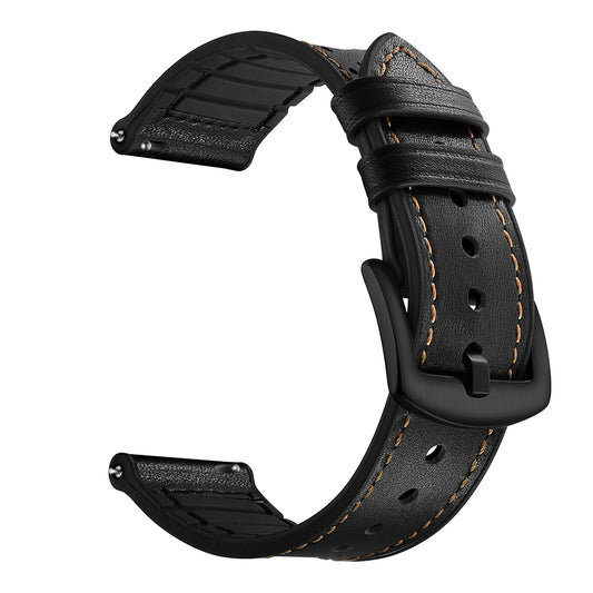 22mm Genuine Leather Coated Silicone Smart Watch Band for Samsung Gear S3 Classic/Frontier