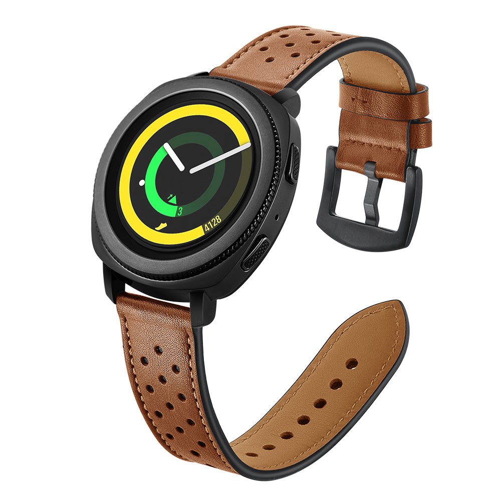 20mm Genuine Leather Coated Smart Watch Replacement Strap for Samsung Galaxy Watch4 Classic 46mm 42mm/Galaxy Watch4 44mm 40mm/Gear Sport S4