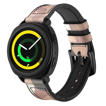 For Samsung Gear Sport (S4) Silicone Cowhide Leather Watch Strap