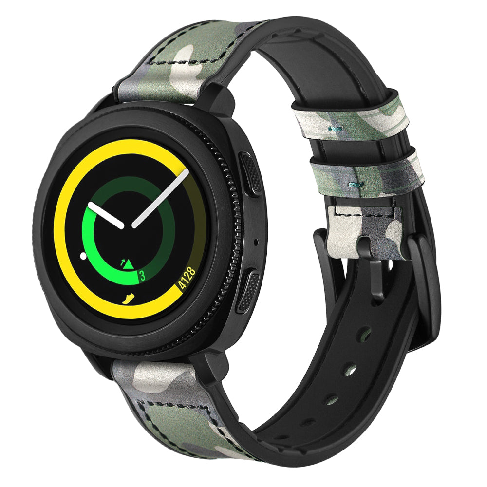 For Samsung Gear Sport (S4) Silicone Cowhide Leather Watch Strap