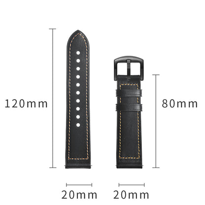 For Samsung Galaxy Watch4 Classic 46mm 42mm/Galaxy Watch4 44mm 40mm/Galaxy Watch 42mm 20mm Silicone Cowhide Leather GW-Midnight Black Watch Band