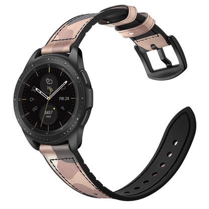 For Samsung Galaxy Watch4 Classic 46mm 42mm/Galaxy Watch4 44mm 40mm/Galaxy Watch 42mm 20mm Silicone Cowhide Leather GW-Midnight Black Watch Band