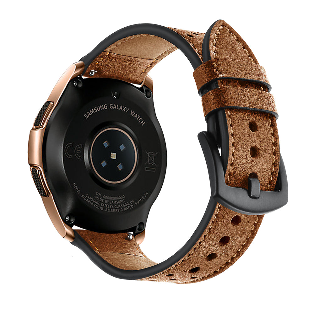 20mm Genuine Leather Smart Watch Band for Samsung Galaxy Watch4 Classic 46mm 42mm/Galaxy Watch4 44mm 40mm/Galaxy Watch 42mm [Rose Gold Type]