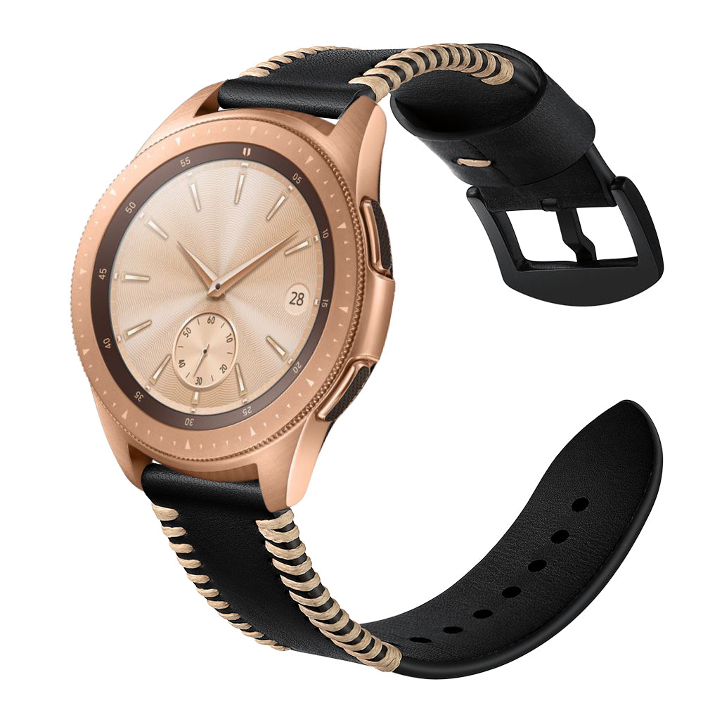 20mm Pork Ribs Style Genuine Leather Coated Smart Watch Strap for Samsung Galaxy Watch 42mm