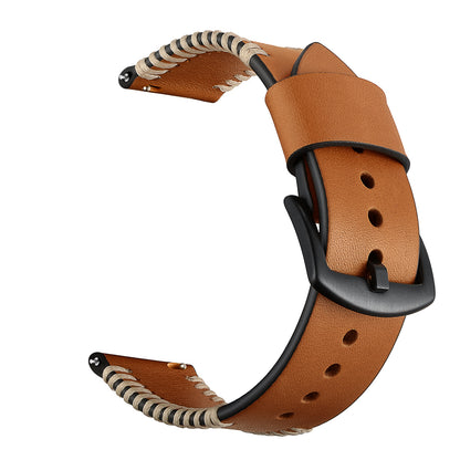 20mm Pork Ribs Style Genuine Leather Coated Smart Watch Strap for Samsung Galaxy Watch 42mm