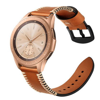 20mm Pork Ribs Style Genuine Leather Coated Smart Watch Strap for Samsung Galaxy Watch 42mm