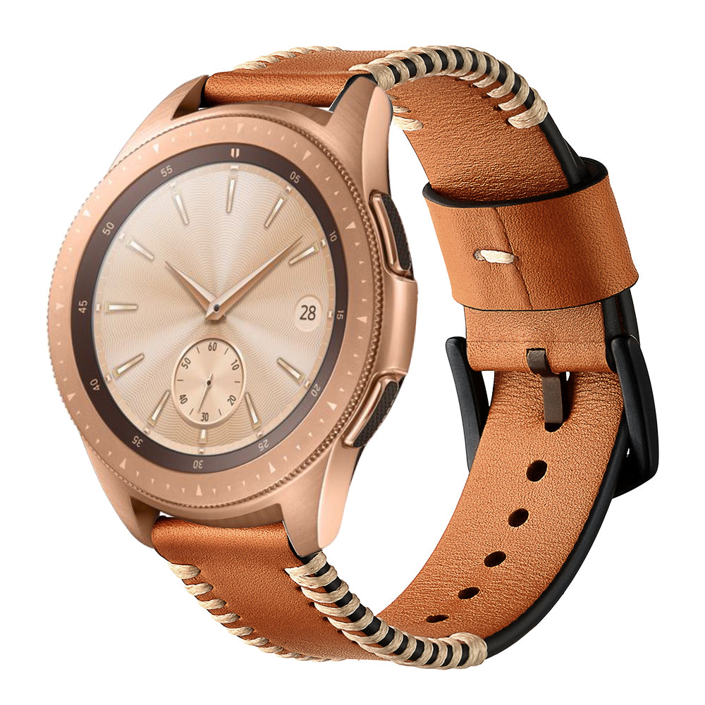 20mm Pork Ribs Style Genuine Leather Coated Smart Watch Strap for Samsung Galaxy Watch 42mm