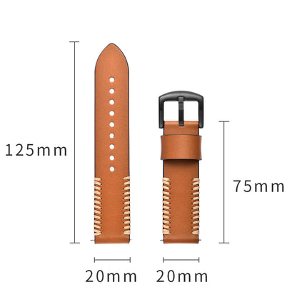 20mm Pork Ribs Style Genuine Leather Coated Smart Watch Strap for Samsung Galaxy Watch 42mm