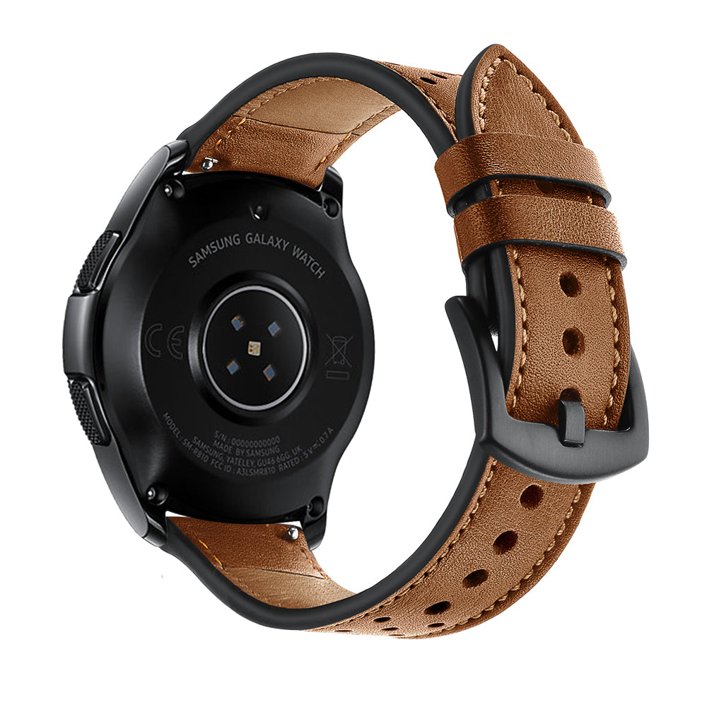 20mm Genuine Leather Smart Watch Band for Samsung Galaxy Watch 42mm [Black Type]