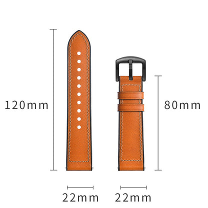 For Samsung Galaxy Watch 46mm Silicone Cowhide Leather GW-Titanium Silver 22mm Watch Band