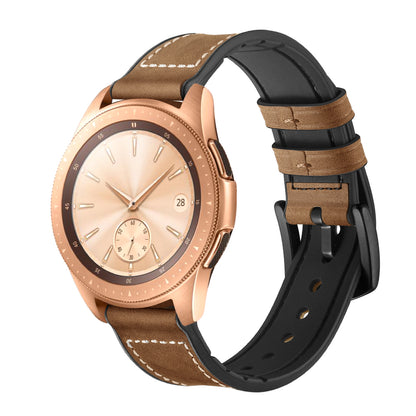 For Samsung Galaxy Watch4 Classic 46mm 42mm/Galaxy Watch4 44mm 40mm/Galaxy Watch 42mm 20mm Silicone Cowhide Leather GW-Rose Gold Style Watch Band