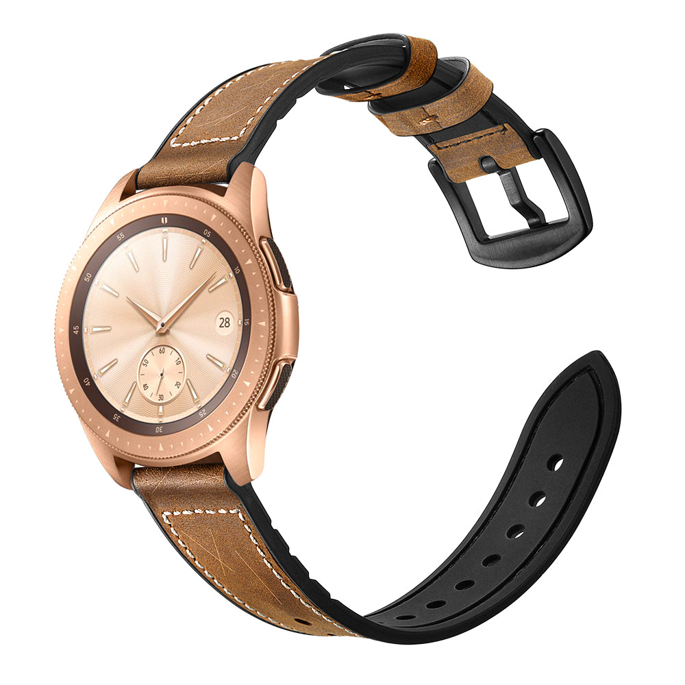 For Samsung Galaxy Watch4 Classic 46mm 42mm/Galaxy Watch4 44mm 40mm/Galaxy Watch 42mm 20mm Silicone Cowhide Leather GW-Rose Gold Style Watch Band