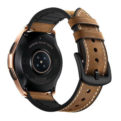 For Samsung Galaxy Watch4 Classic 46mm 42mm/Galaxy Watch4 44mm 40mm/Galaxy Watch 42mm 20mm Silicone Cowhide Leather GW-Rose Gold Style Watch Band