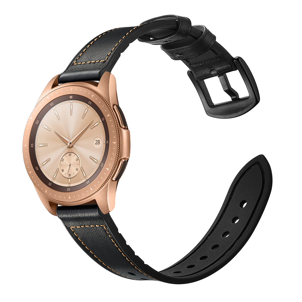 For Samsung Galaxy Watch4 Classic 46mm 42mm/Galaxy Watch4 44mm 40mm/Galaxy Watch 42mm 20mm Silicone Cowhide Leather GW-Rose Gold Style Watch Band