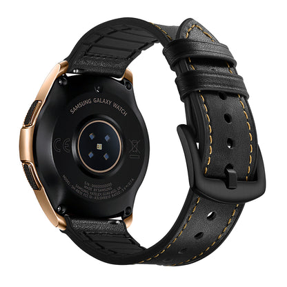 For Samsung Galaxy Watch4 Classic 46mm 42mm/Galaxy Watch4 44mm 40mm/Galaxy Watch 42mm 20mm Silicone Cowhide Leather GW-Rose Gold Style Watch Band