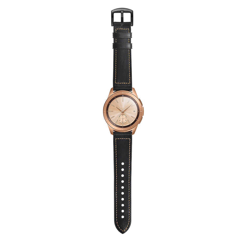 For Samsung Galaxy Watch4 Classic 46mm 42mm/Galaxy Watch4 44mm 40mm/Galaxy Watch 42mm 20mm Silicone Cowhide Leather GW-Rose Gold Style Watch Band