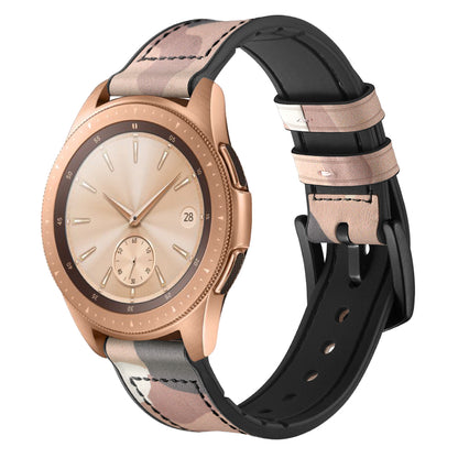 For Samsung Galaxy Watch4 Classic 46mm 42mm/Galaxy Watch4 44mm 40mm/Galaxy Watch 42mm 20mm Silicone Cowhide Leather GW-Rose Gold Style Watch Band