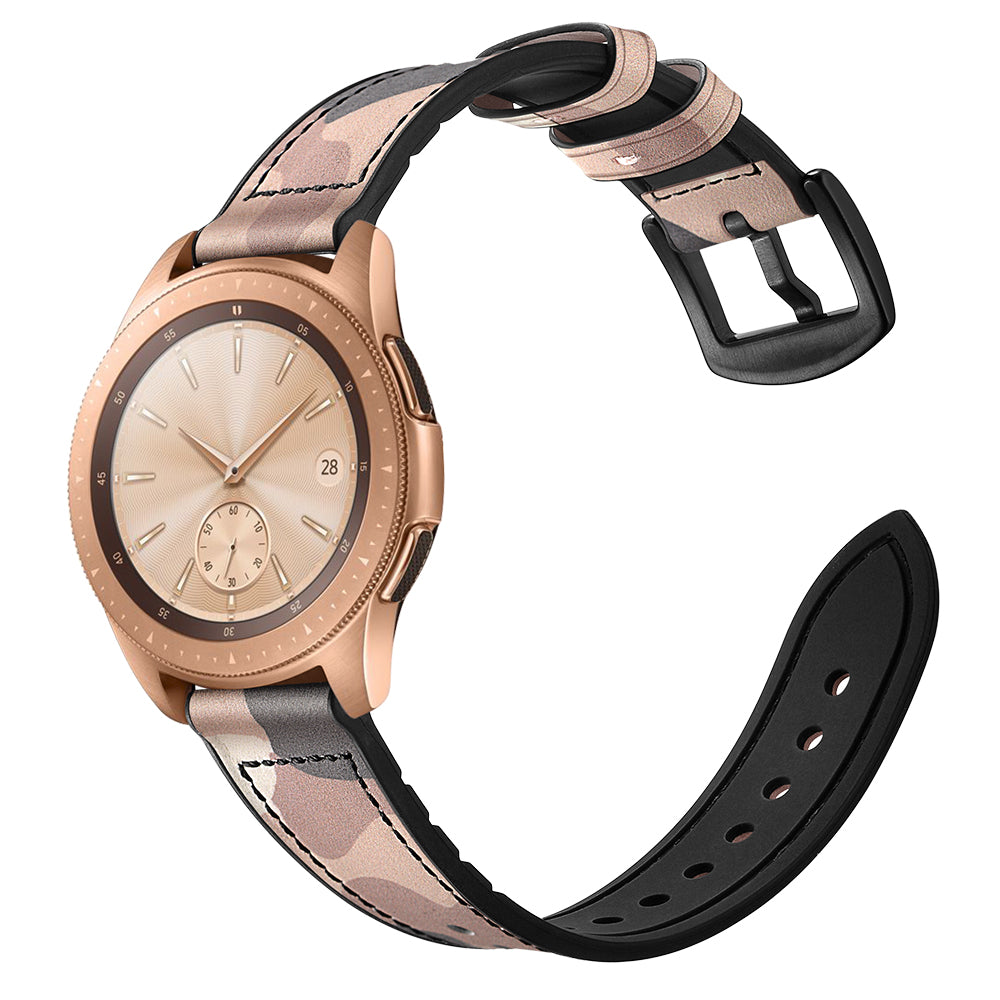 For Samsung Galaxy Watch4 Classic 46mm 42mm/Galaxy Watch4 44mm 40mm/Galaxy Watch 42mm 20mm Silicone Cowhide Leather GW-Rose Gold Style Watch Band