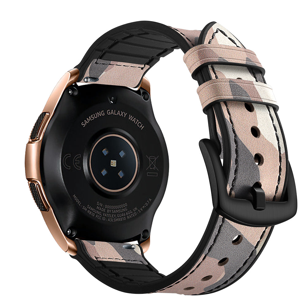 For Samsung Galaxy Watch4 Classic 46mm 42mm/Galaxy Watch4 44mm 40mm/Galaxy Watch 42mm 20mm Silicone Cowhide Leather GW-Rose Gold Style Watch Band