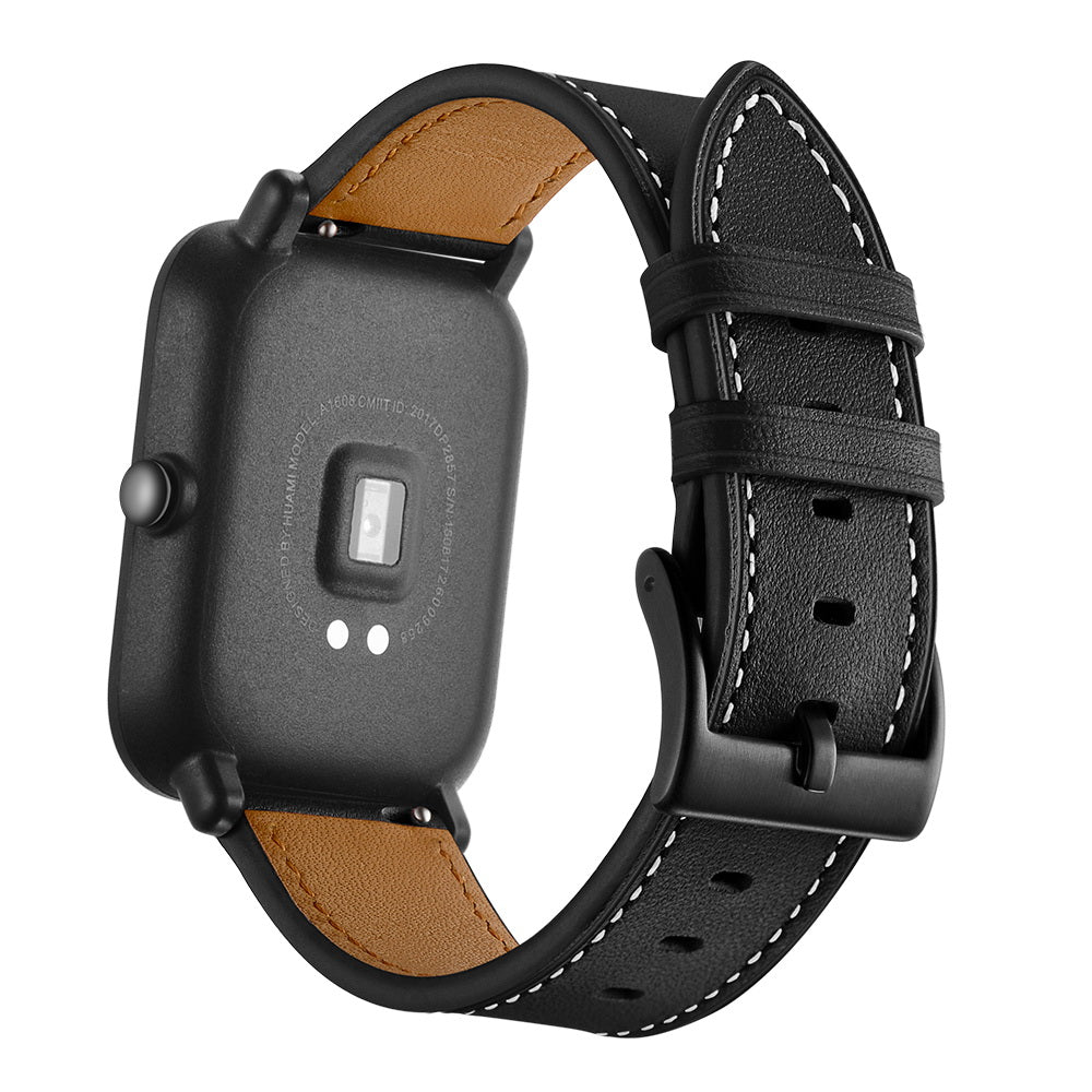 20mm Cowhide Genuine Leather Watch Band for Huami Amazfit Bip