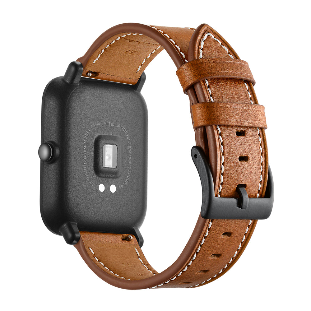 20mm Cowhide Genuine Leather Watch Band for Huami Amazfit Bip