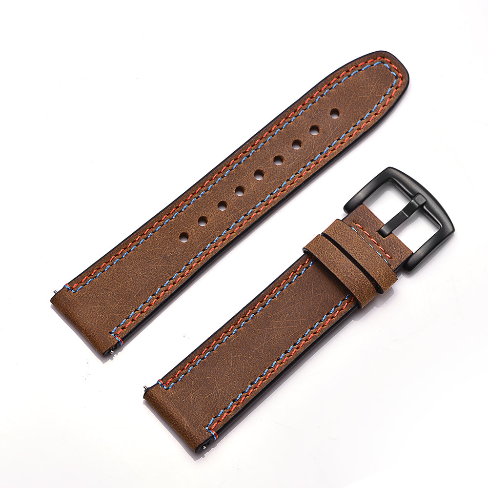 22mm Top Layer Cowhide Leather Watch Strap for Huami Amazfit Smartwatch 1st / 2nd