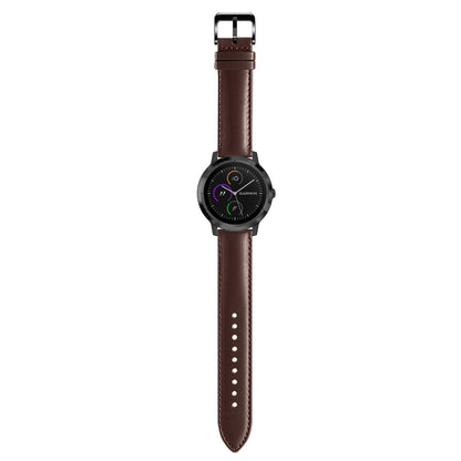 For Garmin Vivoactive 3/Vivomove HR Top-layer Cowhide Leather Watch Strap 20mm