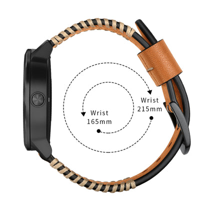 20mm Pork Ribs Style Genuine Leather Watch Band Strap for Garmin Vivoactive 3/Vivomove HR