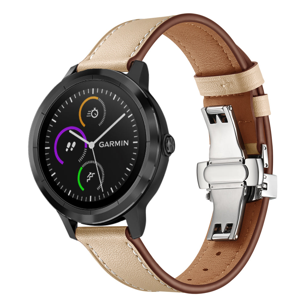 20mm Top-layer Cowhide Leather Genuine Leather Watch Strap Replacement for Garmin Vivoactive 3 / Vivomove HR