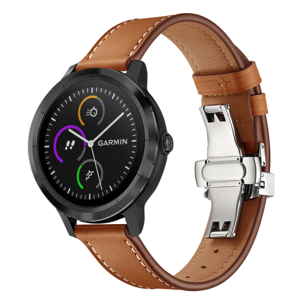 20mm Top-layer Cowhide Leather Genuine Leather Watch Strap Replacement for Garmin Vivoactive 3 / Vivomove HR