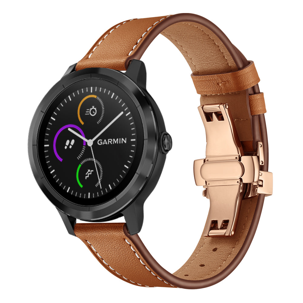 20mm Top-layer Cowhide Leather Genuine Leather Watch Strap Replacement for Garmin Vivoactive 3 / Vivomove HR