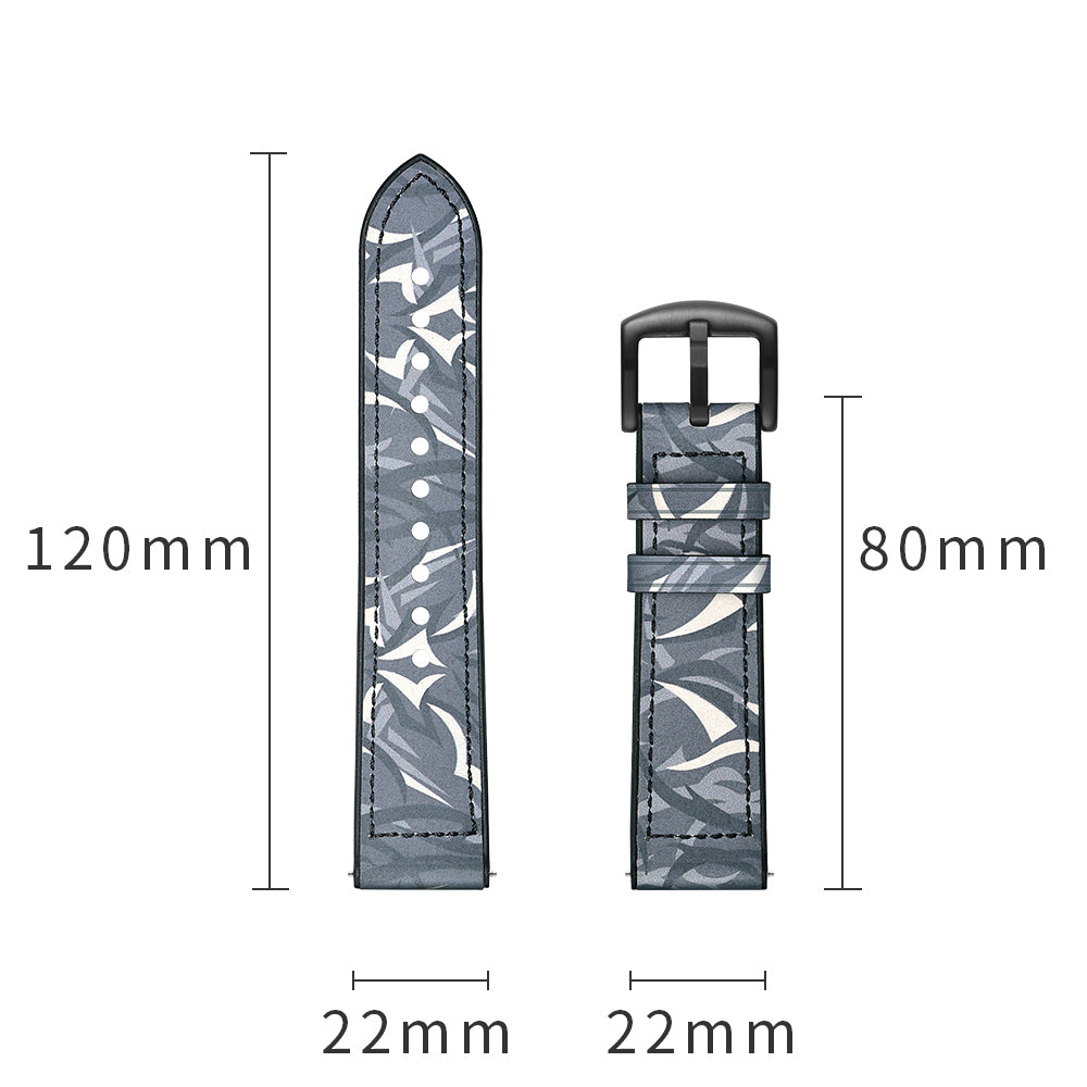 22mm Silicone + Leather Camouflage Watch Strap for Samsung Gear S3 Classic/S3 Frontier